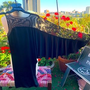 NWOT Women BLACK SILK Batwing Dress